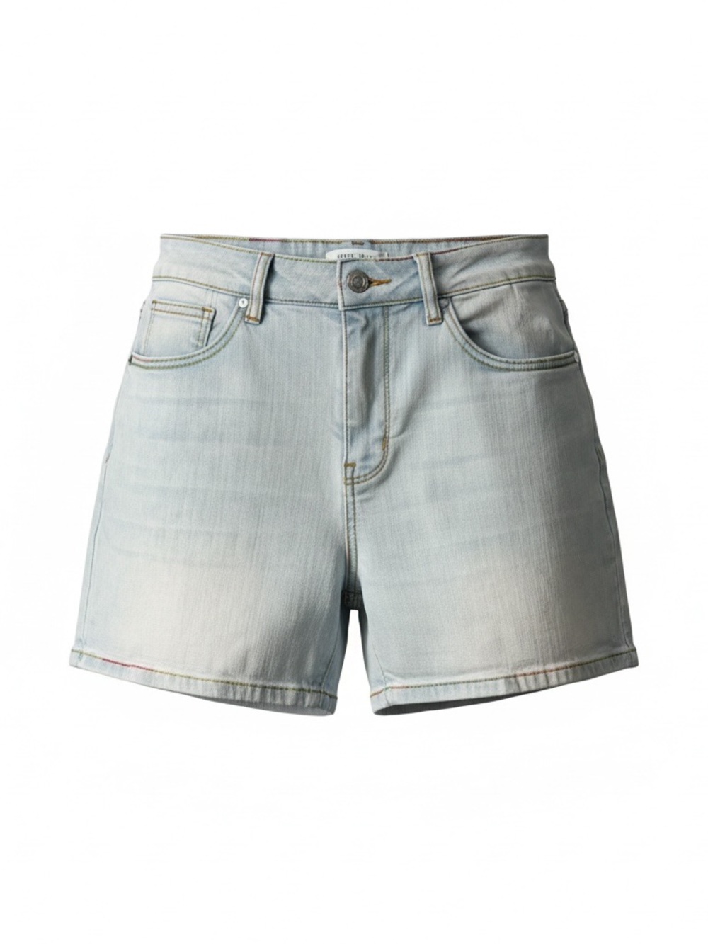 Judy Blue Light Wash Denim Shorts with rainbow stitching. Size 1X